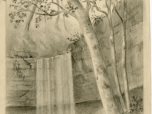 Drawing of a Waterfall in...