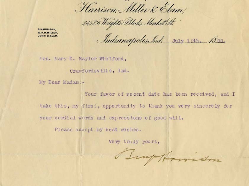 Benjamin Harrison Letter ...
