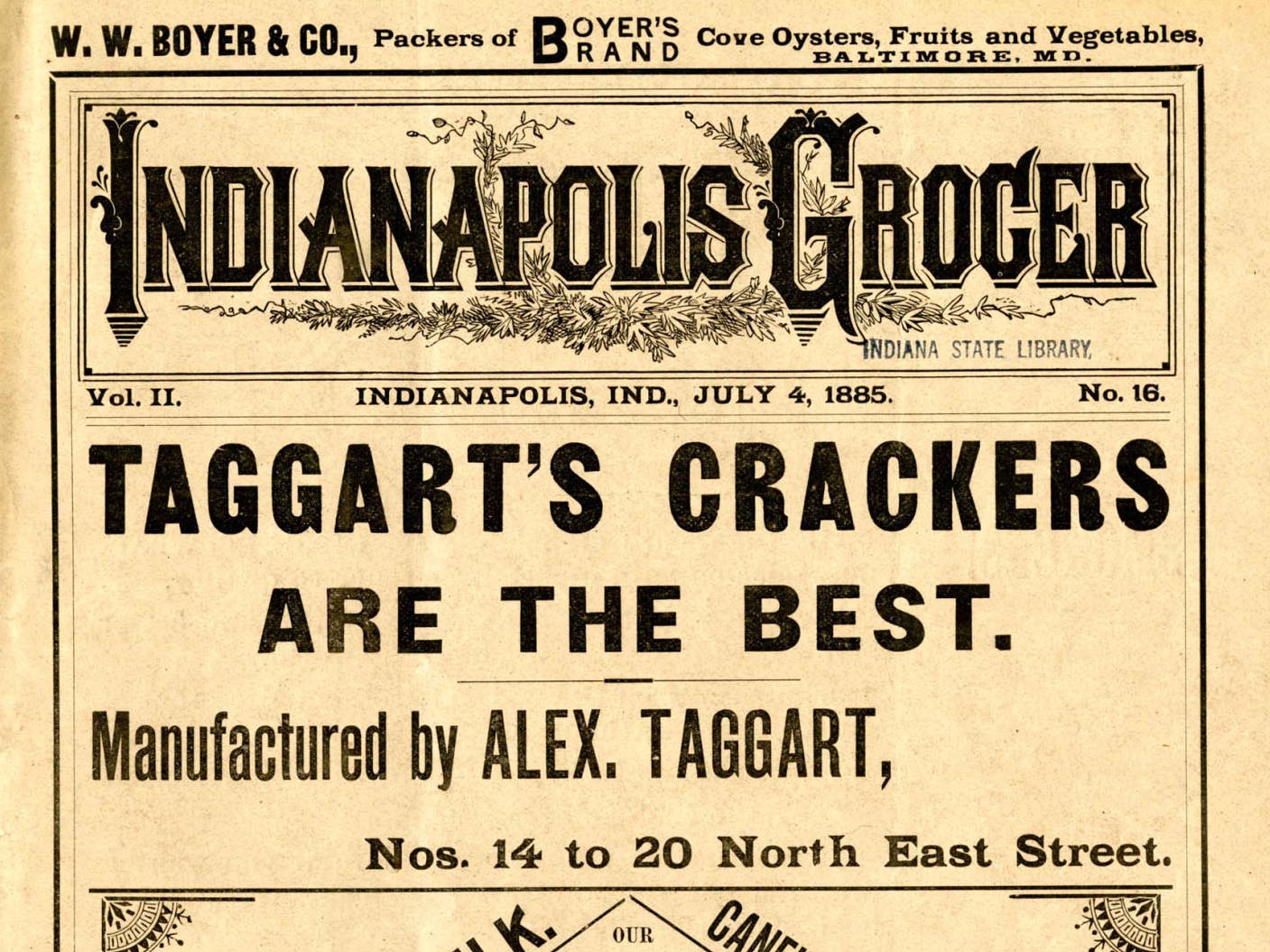 Indianapolis Grocer, 1885...